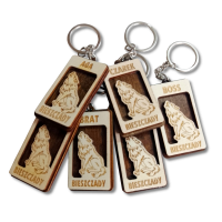 Brelok drewniany wilk.