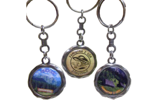 Brelok metalowy z widokiem okrągły. Brelok metalowy z widokiem okrągły.