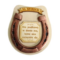 Podkowa na szczęście  z napisem.