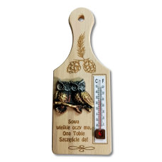 Deseczka sowa  z termometrem.