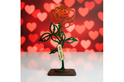 Róża na podstawce płaskiej
