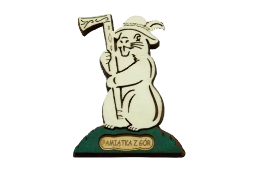 Magnes drewniany świstak z ciupagą (duży). Magnes drewniany świstak z ciupagą (duży).