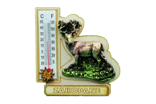 Magnes jeleń (żywica) z termometrem. Magnes jeleń (żywica) z termometrem.