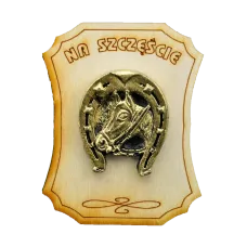 Magnes tabliczka  podkowa na szczęście (obrys).