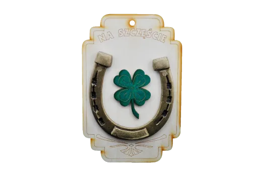 Podkowa na szczęście z koniczyną zieloną. Podkowa na szczęście z koniczyną zieloną.