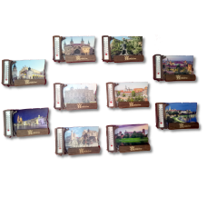 Termometr, magnes z drzewem liściastym i widokiem.