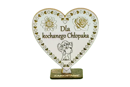 Serce stojące białe na podstawce. Serce stojące białe na podstawce.