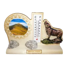 Wilk widok z termometrem i żywicą.