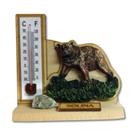 Termometr z żywicą. Niedźwiedź 2 na podstawce.