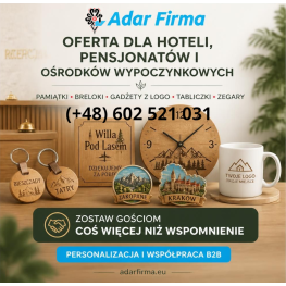 Pamiątki dla hoteli, pensjonatów i obiektów noclegowych.