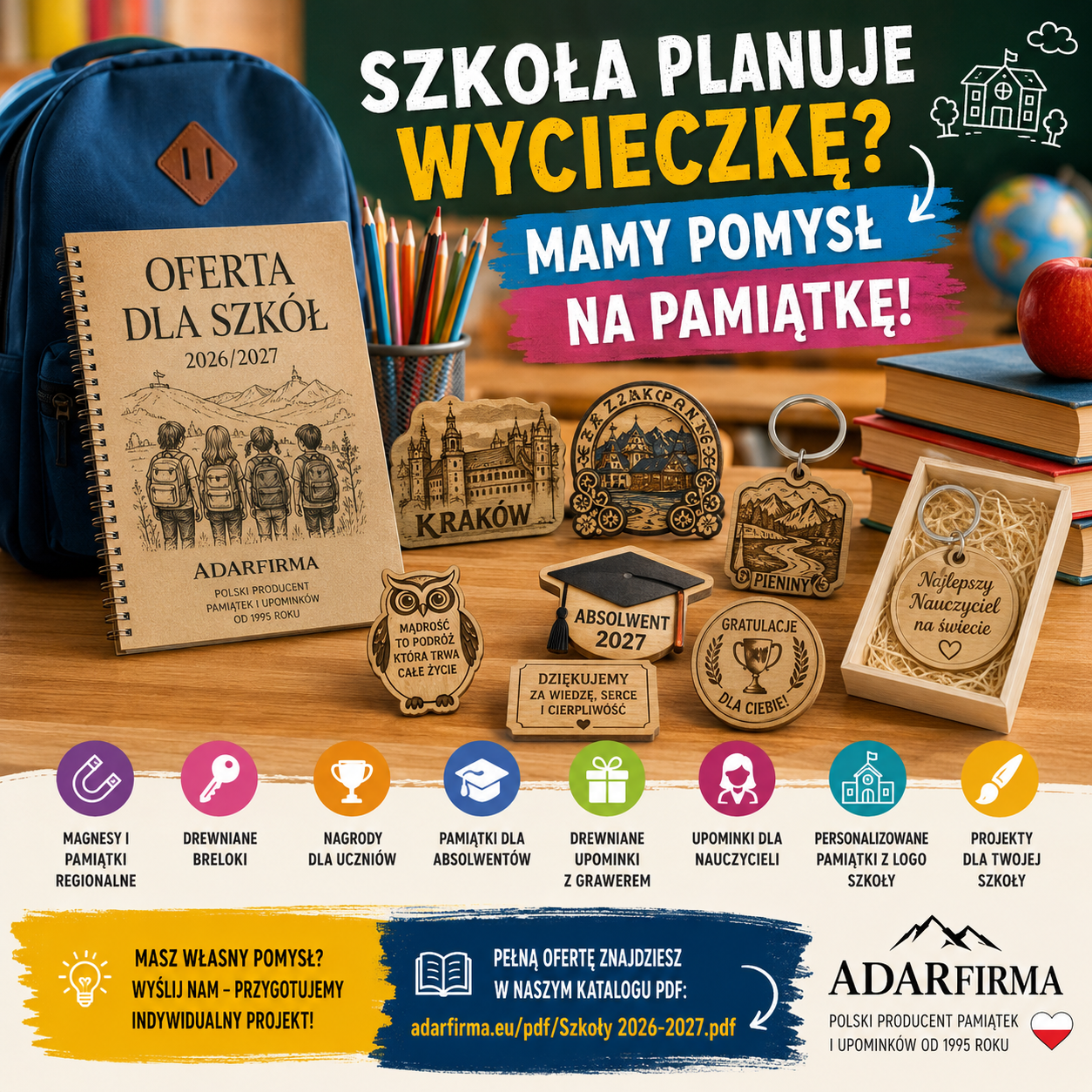 Pamiątki dla szkół i uczniów | Producent ADARFIRMA