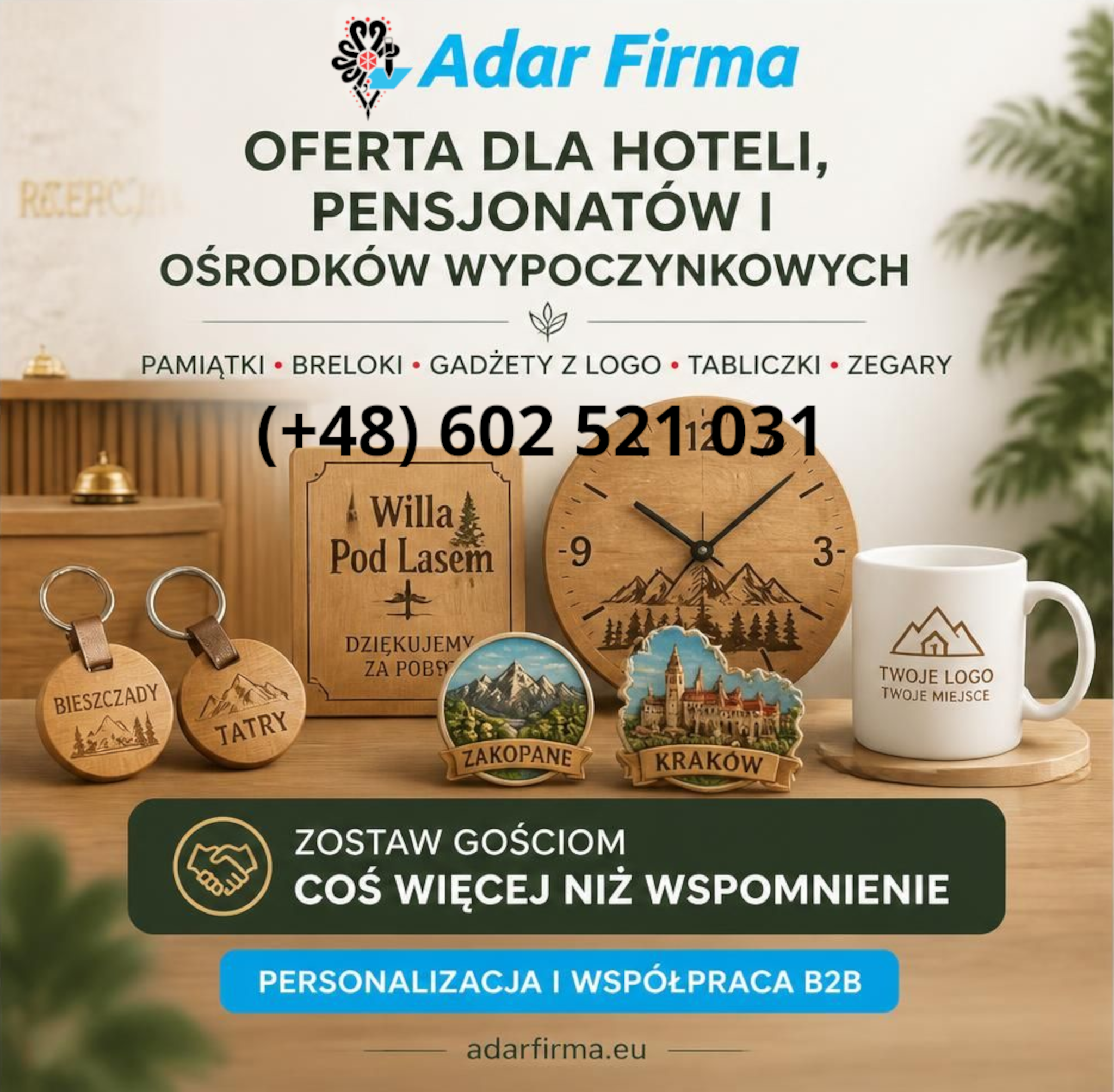 Pamiątki dla dla hoteli, pensjonatów i ośrodków wypoczynkowych | Producent ADARFIRMA