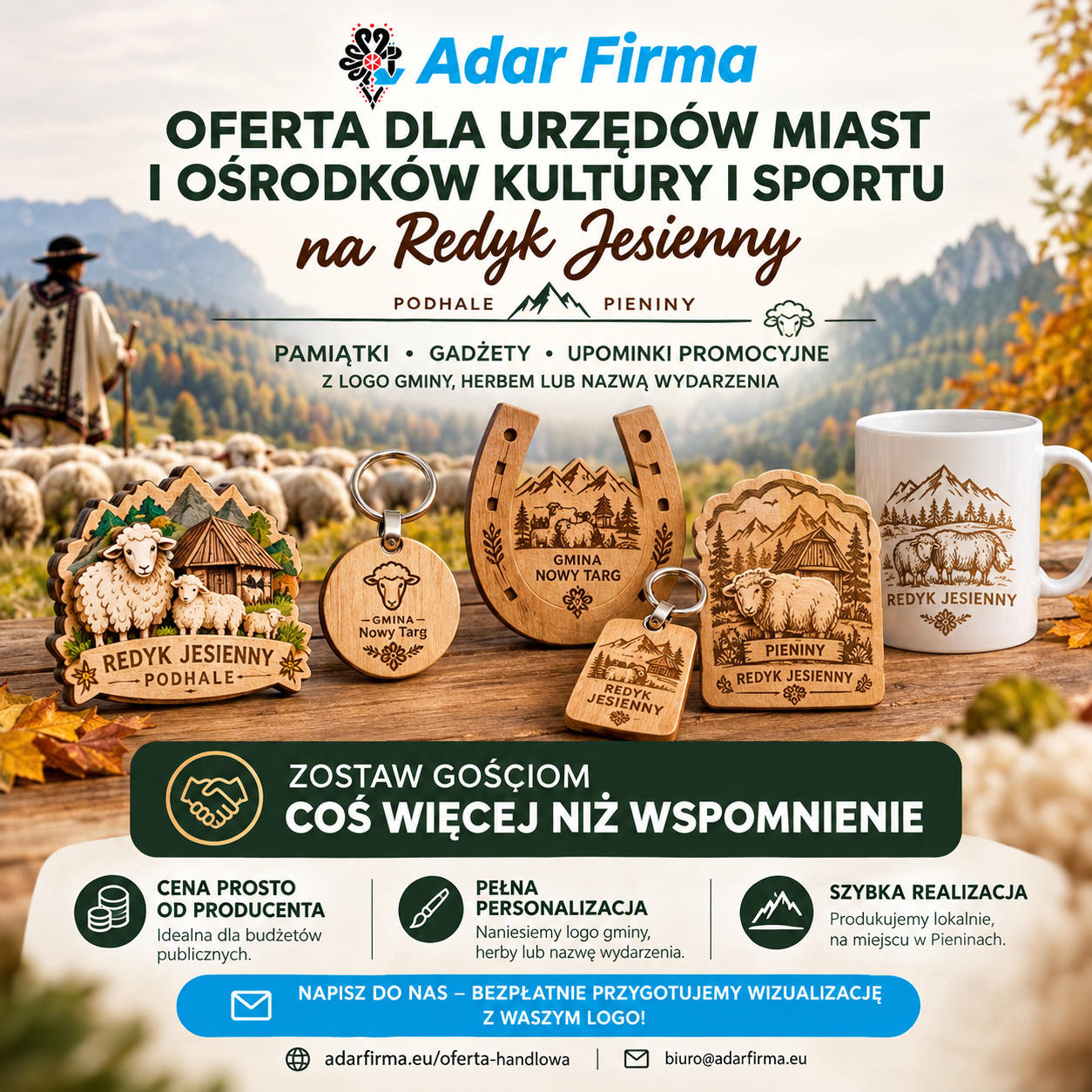 Pamiątki na Redyk Jesienny i Wiosenny dla Gmin i Miast | AdarFirma